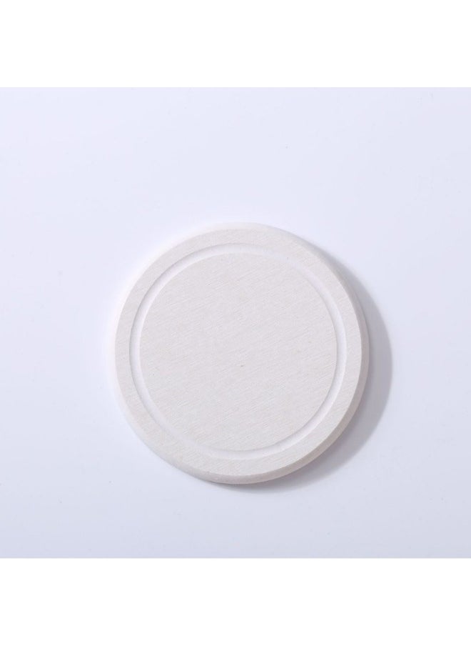Generic - Natural Absorbent Diatom Mud Solid Color Blank Coaster Direct Sale Insulation Plain Embryo Diatomite Cup Mat Wholesale-Color:Round R Groove (white)-Specifications:10cm*10cm*0.9cm - Image 1