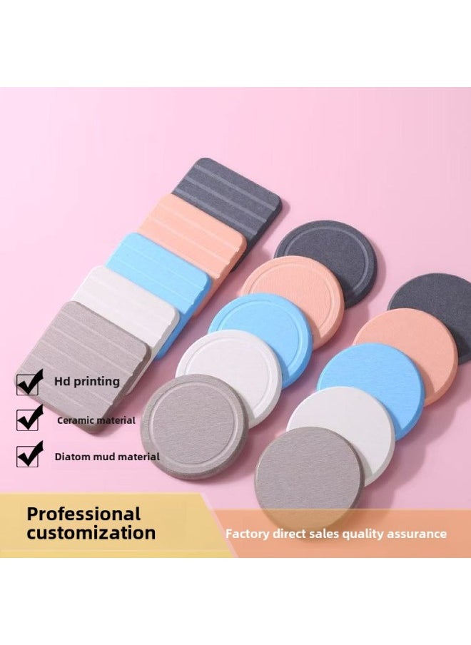 Generic - Natural Absorbent Diatom Mud Solid Color Blank Coaster Direct Sale Insulation Plain Embryo Diatomite Cup Mat Wholesale-Color:Round R Groove (white)-Specifications:10cm*10cm*0.9cm - Image 1