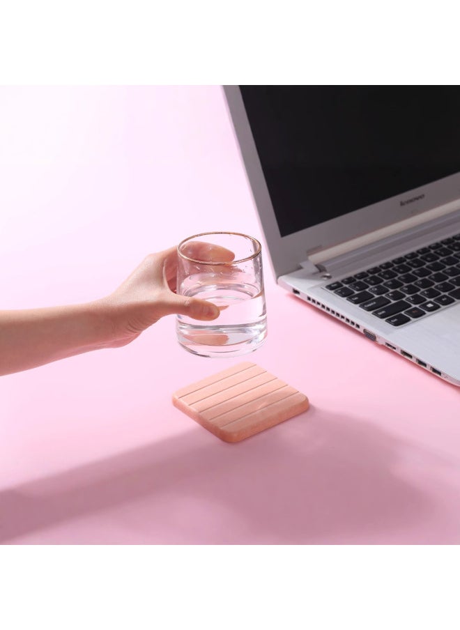 Generic - Natural Absorbent Diatom Mud Solid Color Blank Coaster Direct Sale Insulation Plain Embryo Diatomite Cup Mat Wholesale-Color:Round R Groove (white)-Specifications:10cm*10cm*0.9cm - Image 1