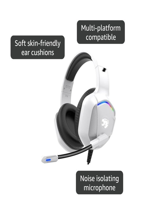 IMYB Gaming Headset with Microphone for Pc, Xbox One Series X/s, Ps4, Ps5, Switch, Stereo Wired Noise Cancelling Over-Ear Headphones with Mic, RGB, for Computer, Laptop, Mac, Nintendo, Gamer (White) - Image 4