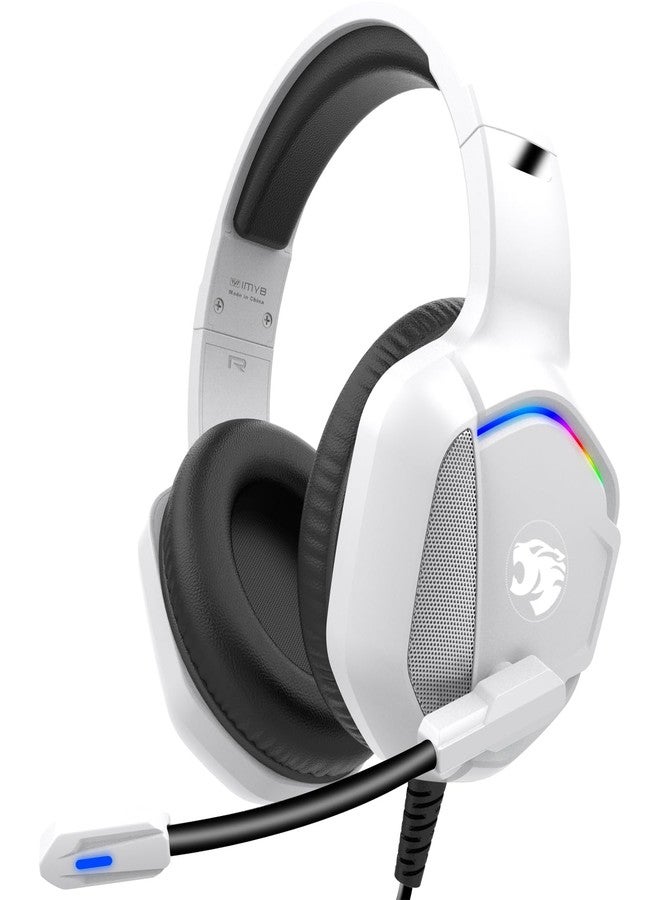 IMYB Gaming Headset with Microphone for Pc, Xbox One Series X/s, Ps4, Ps5, Switch, Stereo Wired Noise Cancelling Over-Ear Headphones with Mic, RGB, for Computer, Laptop, Mac, Nintendo, Gamer (White) - Image 1