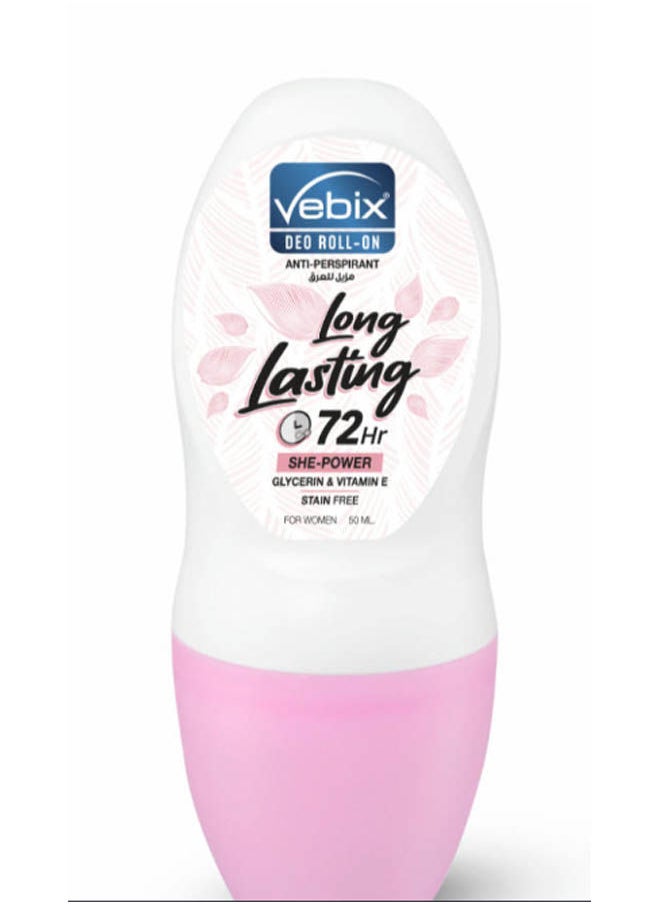 Vebix - Deodorant Roll On Long Lasting 72 Hr She Power - Image 1