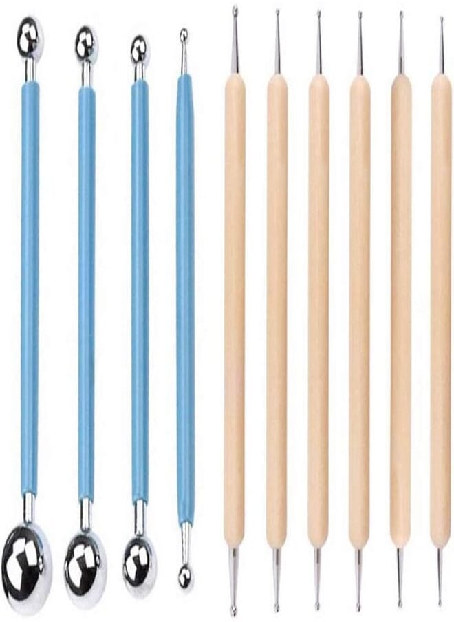 Dragon Dragon 10 Pieces Ball Stylus Dotting Tools Set for Embossing Pattern Clay Pottery Ceramics Flower Carving Sculpting Modeling Tool 
