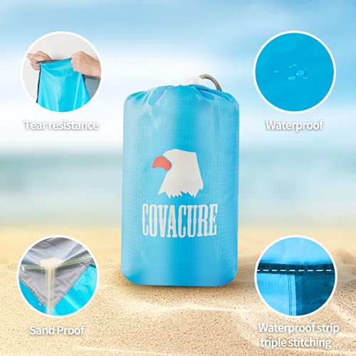 covacure Extra Large Beach Blanket Sandproof Waterproof - 108"x85" for 7-8 Adults, Oversized Portable Beach Mat with Zipper Pockets, Lightweight Durable Outdoor Accessories for Camping, Travel, Hiking - Image 2