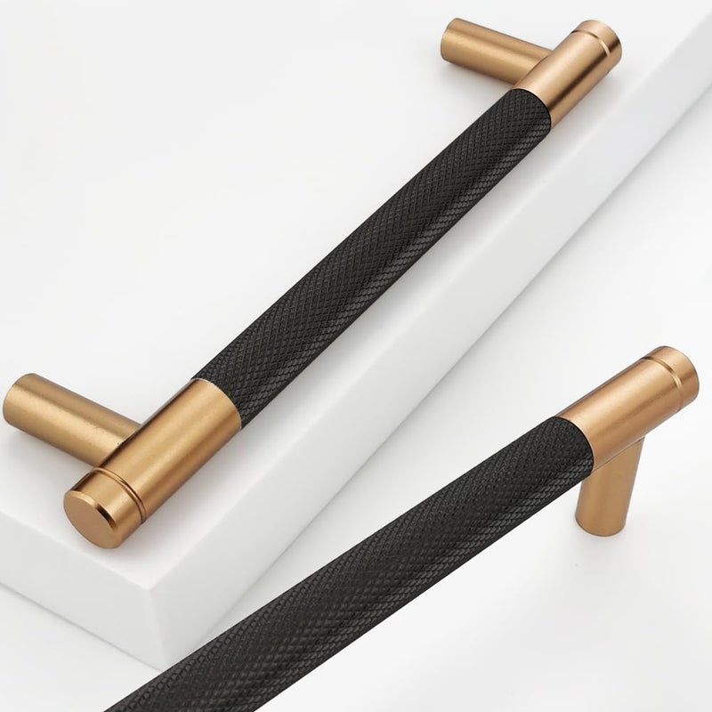 Gutuwellea 20 Pack 5 Inch 128 mm Bronze and Black Knurled Cabinet Handles Cabinet Pulls Aluminum Handles Knurled Drawer Pulls Oxidation Finish with Diamond Pattern - Image 2