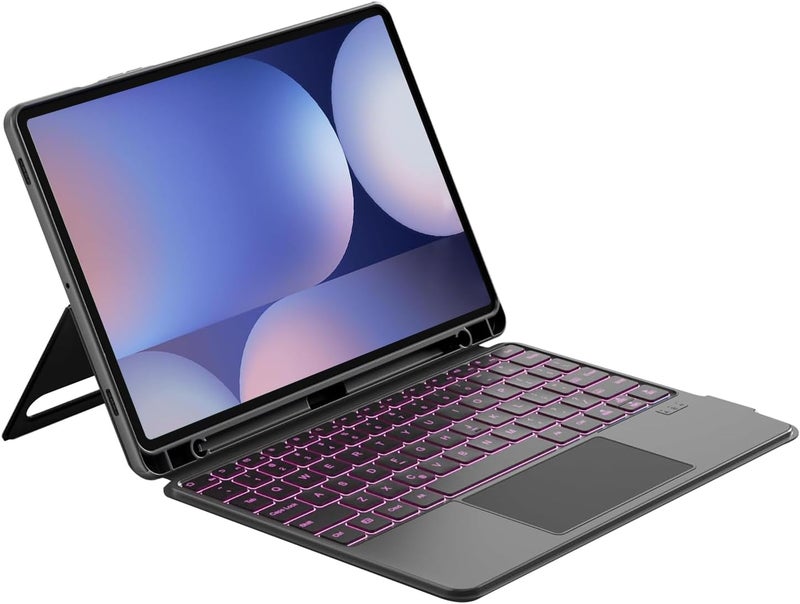 آرترابيت 【العربية والإنجليزية】لوحة مفاتيح قابلة للفصل لجهاز Samsung Galaxy Tab S10 Ulta/S9 Ulta/S8 Ulta بحجم 14.6 بوصة، علبة لوحة مفاتيح مغناطيسية قابلة للفصل مزودة بمقعد دعم وتدعم تقنية البلوتوث، تتميز بوجود لوحة تحكم متعددة اللمسات وإضاءة خلفية بـ 7 ألوان. - Image 1
