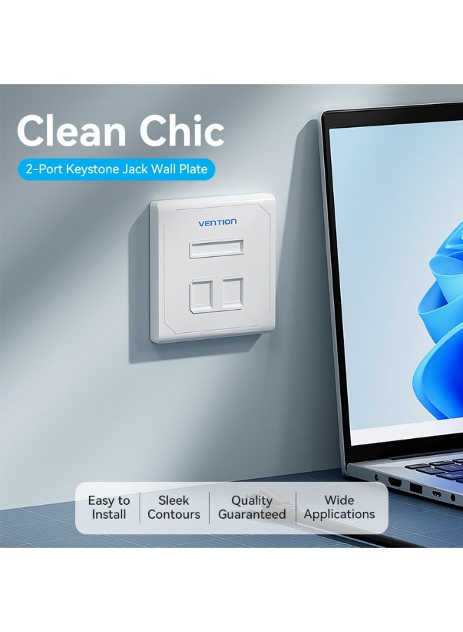VENTION VENTION 2-Port Keystone Jack Wall Plate White Model # IFEW0 - Image 2