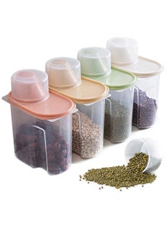BEEK Elinala Cereal Storage, 4-Piece Storage Containers Set, Labelled Storage Boxes for the Kitchen with Lid for Dry Food, Cereals and Flour.