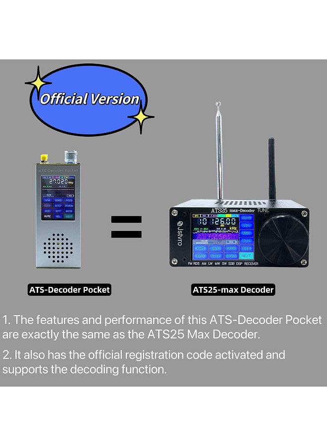 ATS-Decoder Pocket Si4732 Full Band Radio Receiver FM RDS AM MW SW SSB for Professional Radio Developers Test Engineers Hobbyists