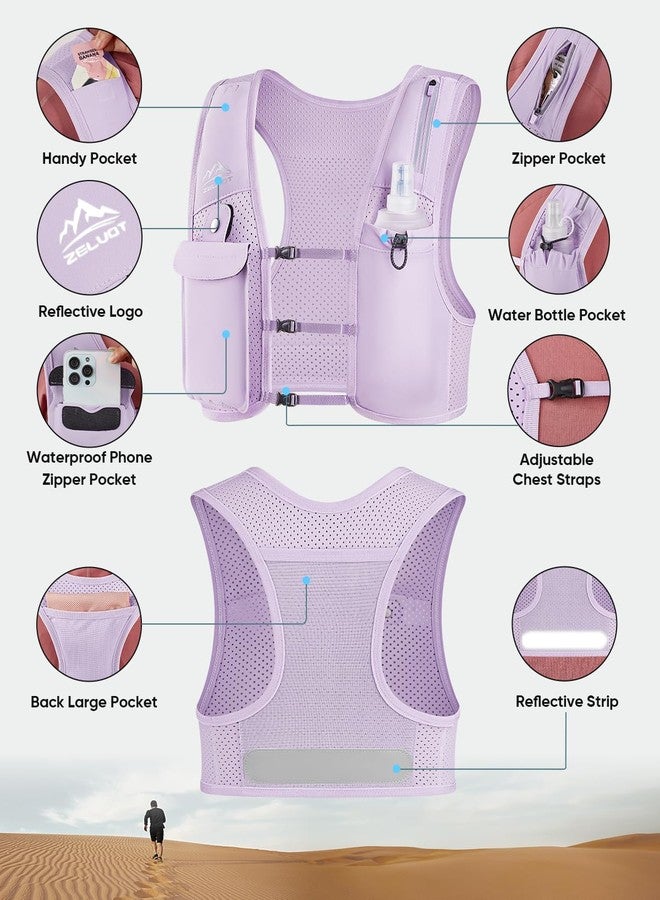 Zelvot Running Vest for Women Men, USA Original Patent, Adjustable Chest Straps Running Hydration Vest with 500ml Soft Flask, Lightweight Reflective Running Vest for Trail Running Hiking - Image 5