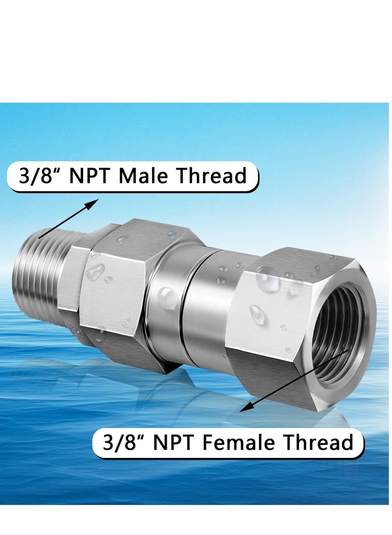 Generic 3/8 NPT Pressure Washer Swivel Fittings Kit, 2pcs Pressure Washer Swivel Joints,  360 Degree Kink Free Swivel Fitting For Pressure Washer Gun, Hose  - Image 2