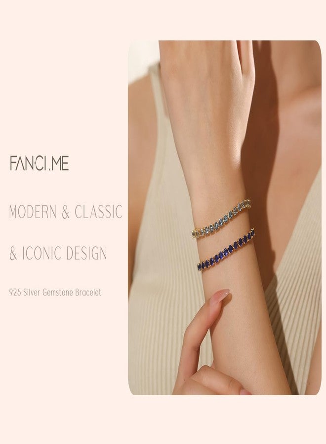 FANCIME December Birthstone Jewelry Blue Topaz Bracelet 14K Gold Plated Tennis Bracelet Bolo Adjustable Chain Fine Jewelry Gifts for Women Mom Wife Her, 4mm Width - Image 2