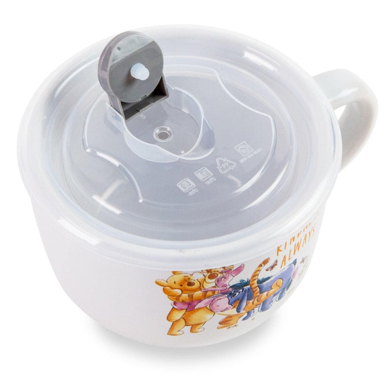 Silver Buffalo Disney Winnie the Pooh Kindness Always Featuring Eeyore, Tigger, and Piglet Ceramic Soup Mug with Vented Plastic Lid, 24 Ounces - Image 3