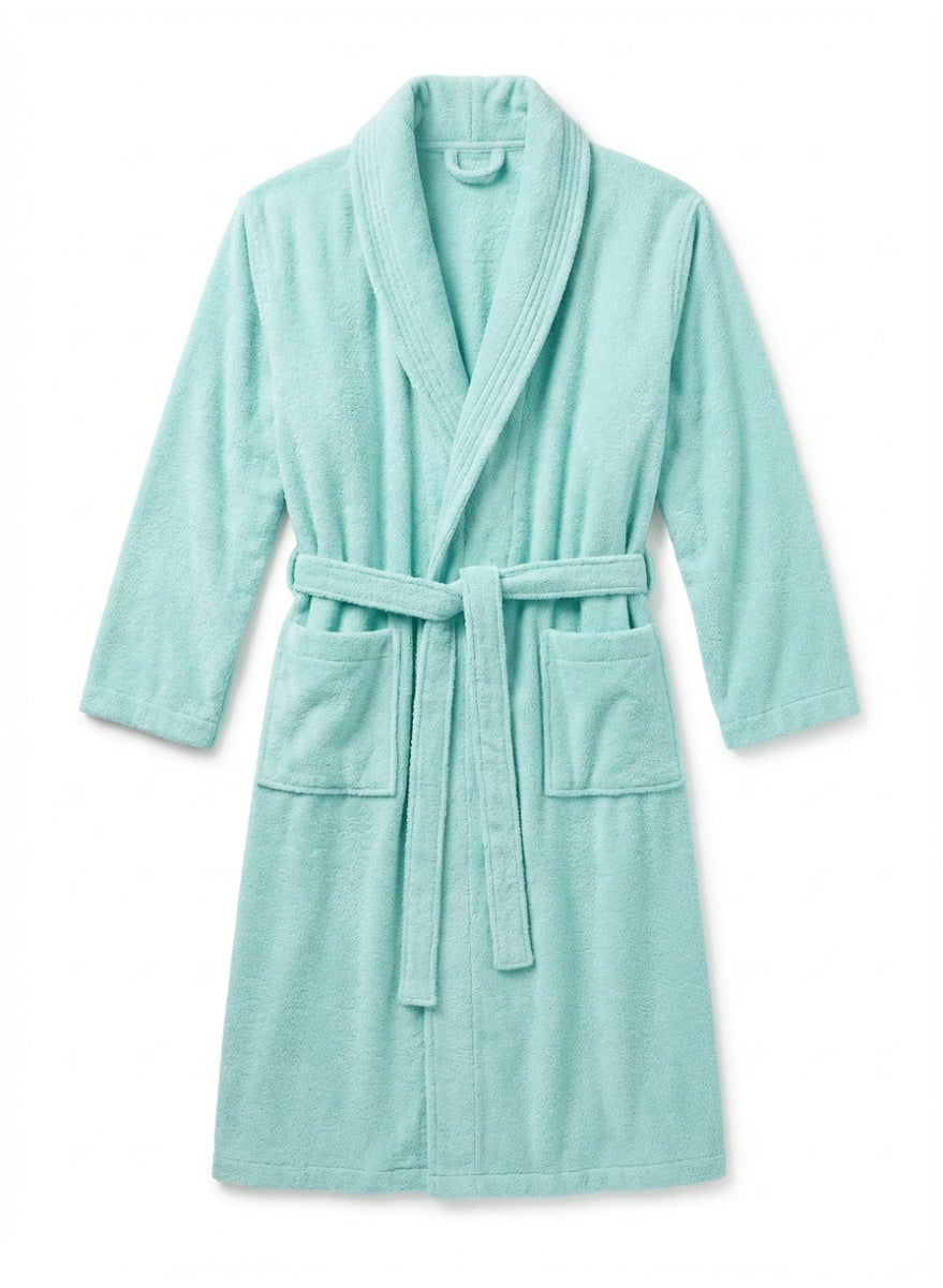 Ambrosia 100% Cotton Size XL Unisex Terry Bathrobe in Vibrant Aqua Blue, a Highly Absorbent Plush Spa Quality Towel Robe Providing Cozy Wearable Blanket Comfort for Shower, Bath, and Hotel Lounging