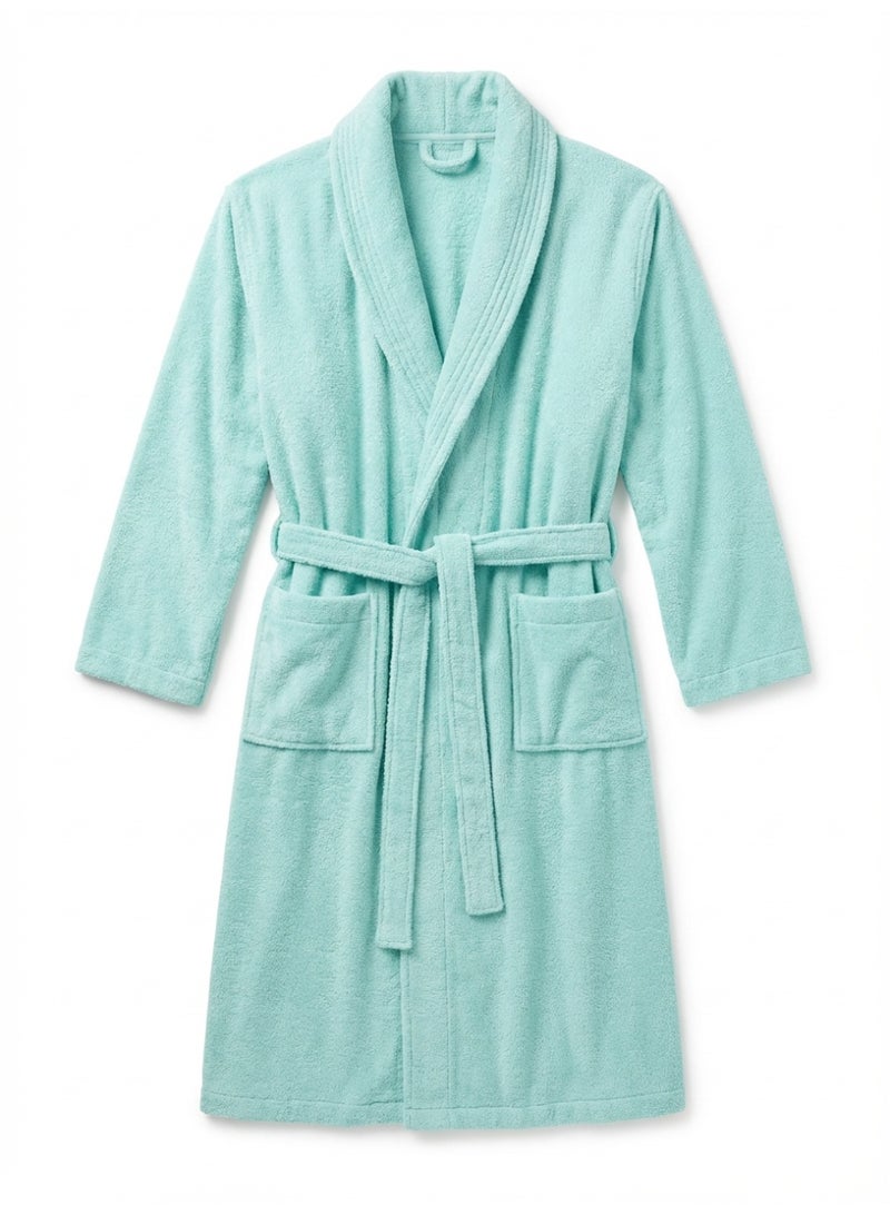 Ambrosia 100% Cotton Size XL Unisex Terry Bathrobe in Vibrant Aqua Blue, a Highly Absorbent Plush Spa Quality Towel Robe Providing Cozy Wearable Blanket Comfort for Shower, Bath, and Hotel Lounging - Image 1