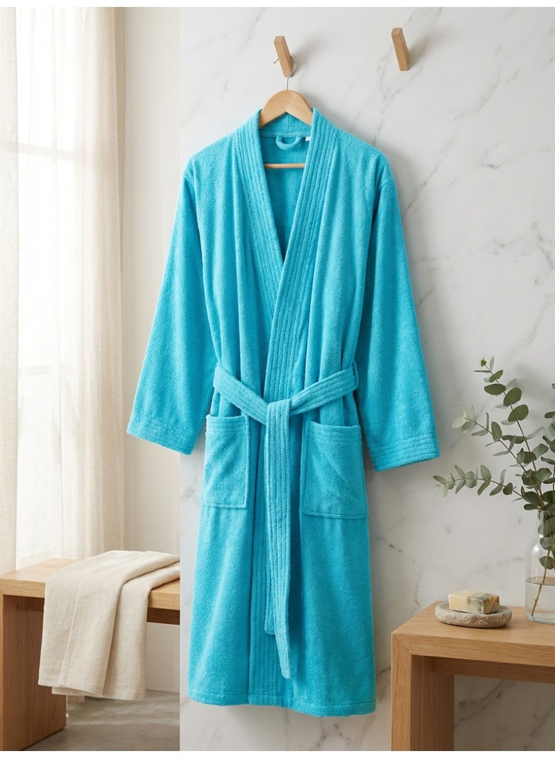 Ambrosia 100% Cotton Size XL Unisex Terry Bathrobe in Vibrant Aqua Blue, a Highly Absorbent Plush Spa Quality Towel Robe Providing Cozy Wearable Blanket Comfort for Shower, Bath, and Hotel Lounging - Image 5