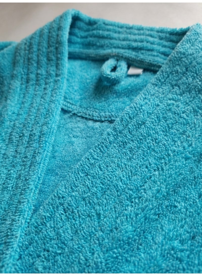 Ambrosia 100% Cotton Size XL Unisex Terry Bathrobe in Vibrant Aqua Blue, a Highly Absorbent Plush Spa Quality Towel Robe Providing Cozy Wearable Blanket Comfort for Shower, Bath, and Hotel Lounging - Image 2