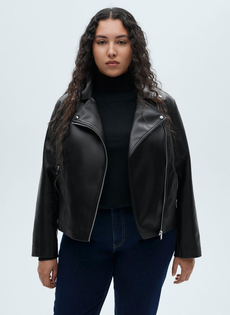 MANGO Leather-Effect Biker Jacket  - Image 1