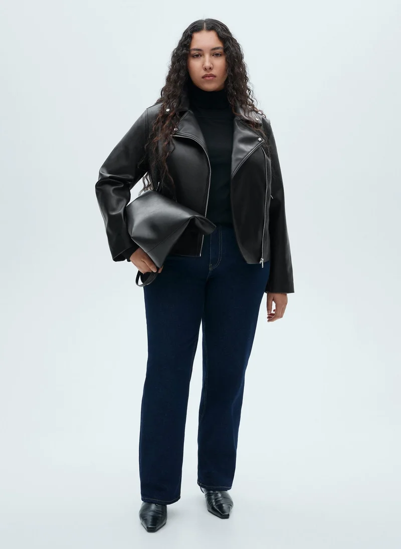 MANGO Leather-Effect Biker Jacket