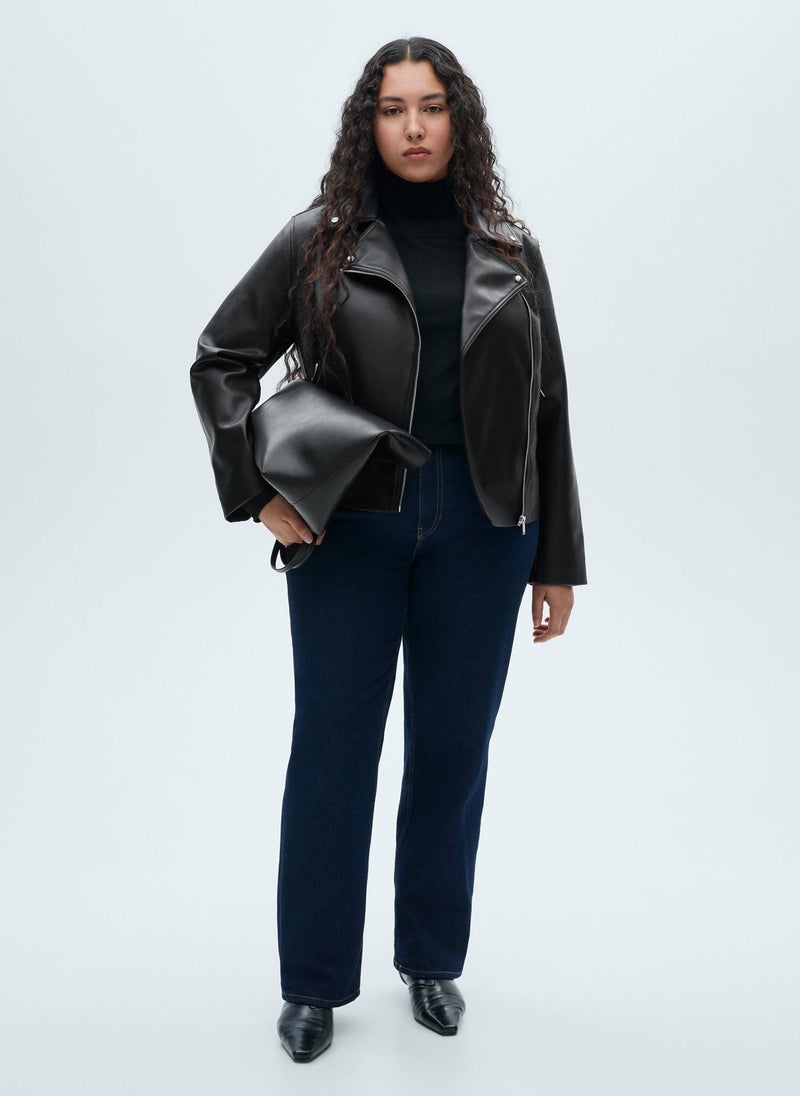 MANGO Leather-Effect Biker Jacket  - Image 3