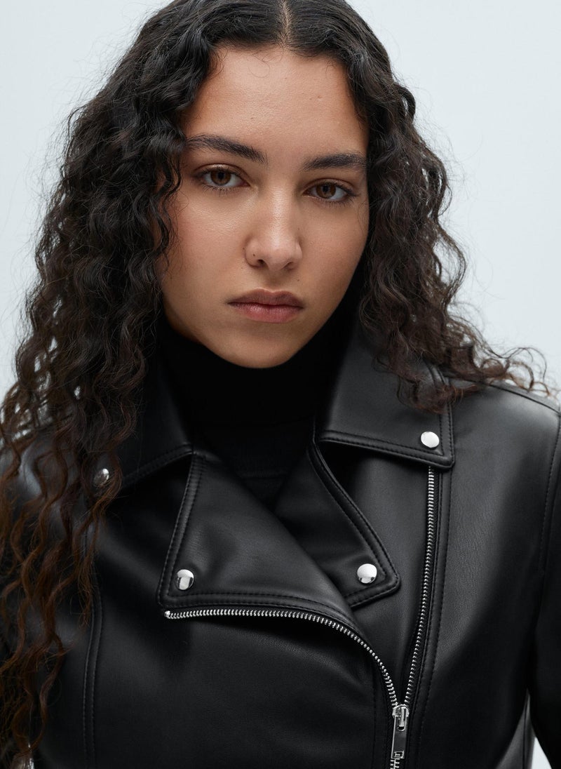 MANGO Leather-Effect Biker Jacket  - Image 2