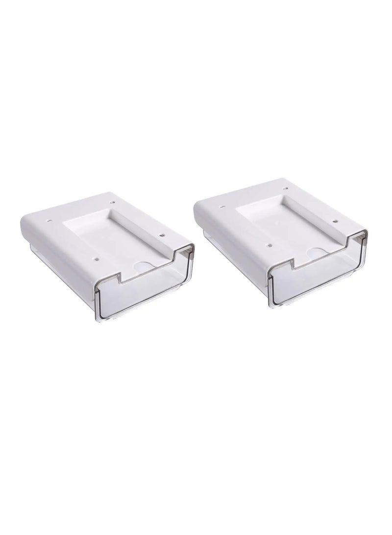 ELIKLIV Desk Slide Out Drawer, Hidden Self-Adhesive Under Table Storage Drawer, Desk Accessories & Workspace Organizer, Under Office Desk Organizer Home School Kitchen (Large & Small 2 Piece Set)  - Image 1