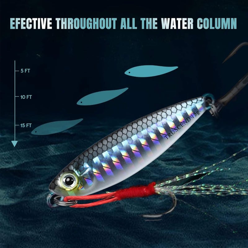 TRUSCEND Valuable Fishing Jigs of Captain's Favorite, Shiny Saltwater Spoons Perfect for Jigging, Slow Pitch Jig Catch More Fish, Durable and Well-Made Bass Salmon Tuna Fishing Lures with Sharp Hook - Image 5