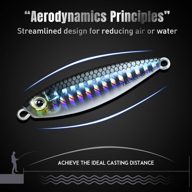 TRUSCEND Valuable Fishing Jigs of Captain's Favorite, Shiny Saltwater Spoons Perfect for Jigging, Slow Pitch Jig Catch More Fish, Durable and Well-Made Bass Salmon Tuna Fishing Lures with Sharp Hook - Image 4