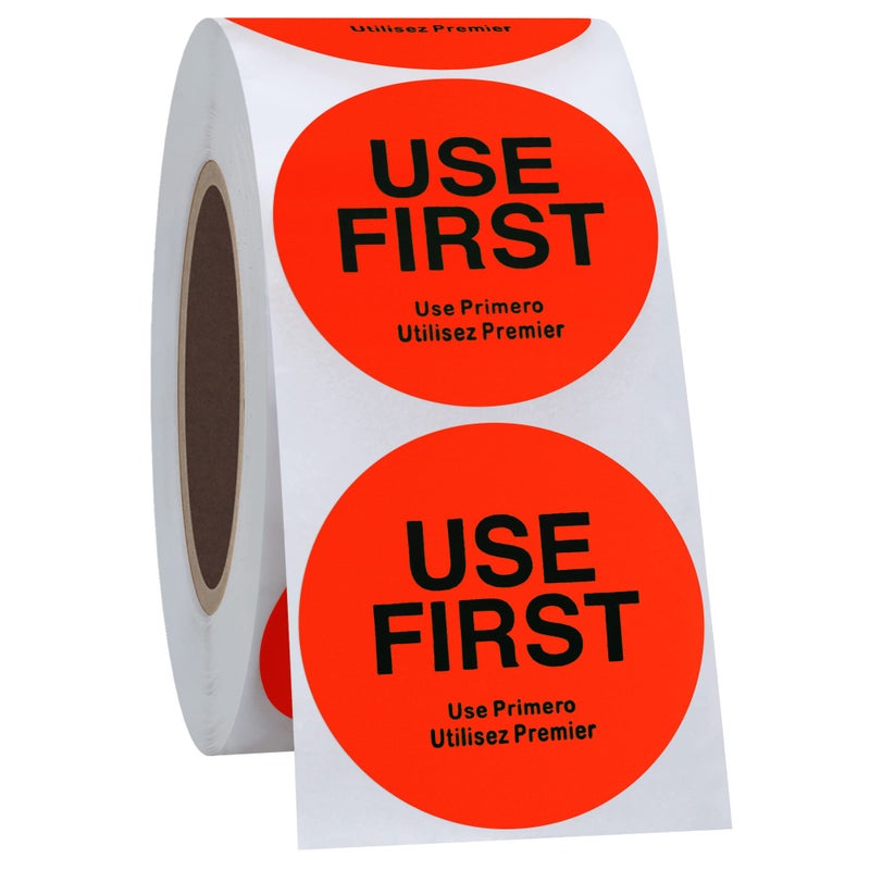 Hybsk Fluorescence"USE First" Stickers Restaurant Food Service FIFO Label 1.5 Inch Total 500 Labels Per Roll (Fluorescence Red) - Image 4