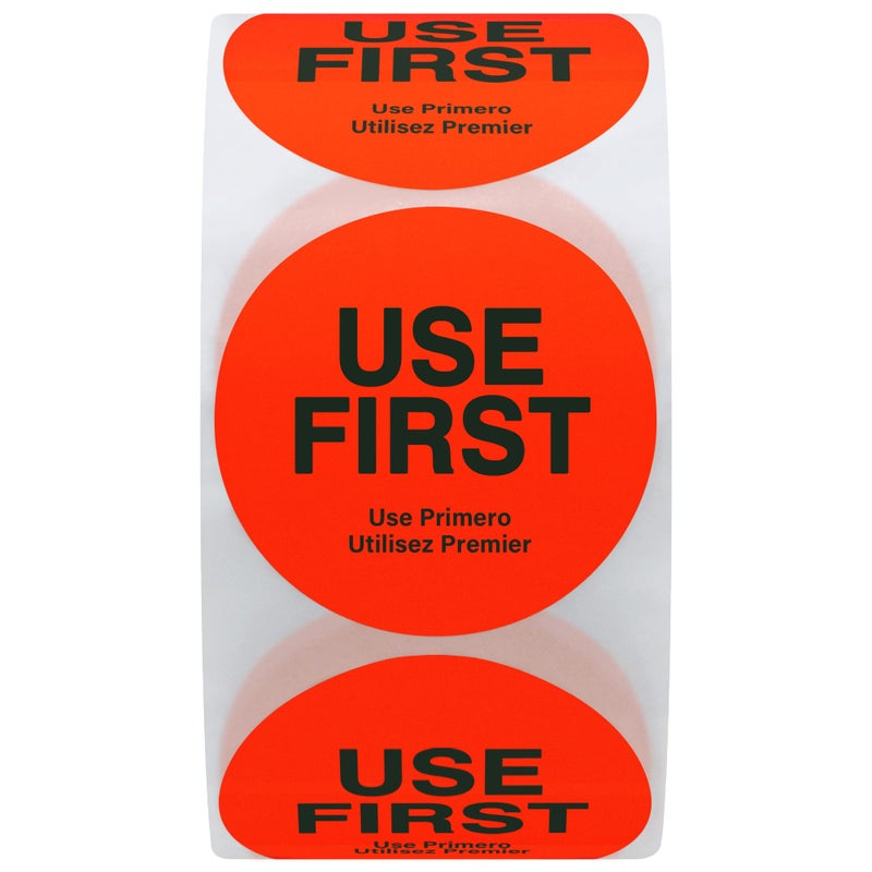 Hybsk Fluorescence"USE First" Stickers Restaurant Food Service FIFO Label 1.5 Inch Total 500 Labels Per Roll (Fluorescence Red) - Image 3
