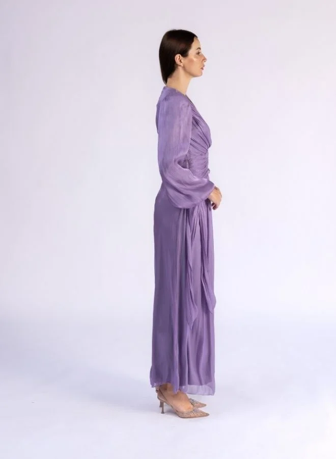 Fashonara Bow Sleeve Layered Full Length Modest Dress