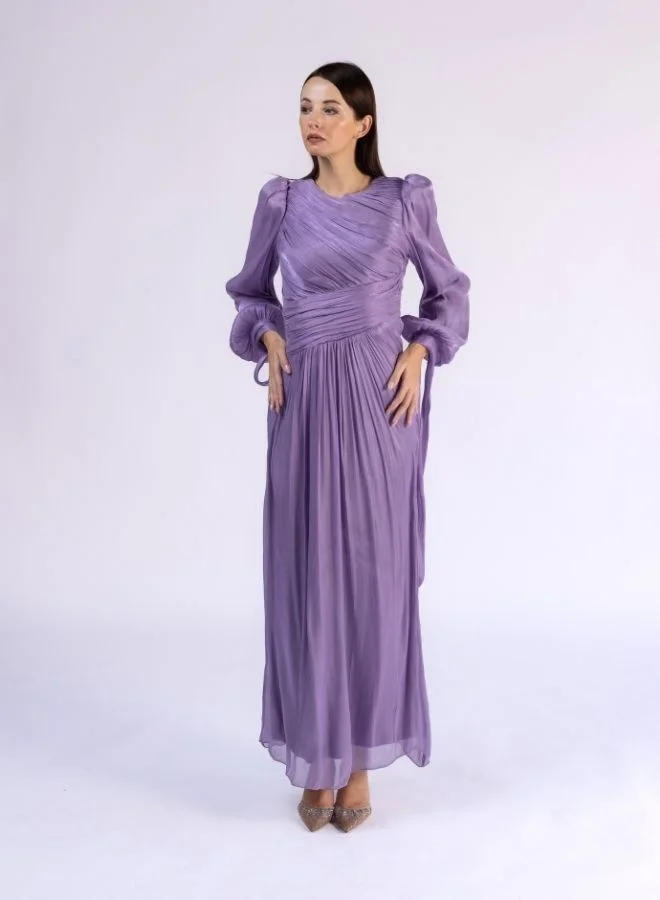 Fashonara Bow Sleeve Layered Full Length Modest Dress