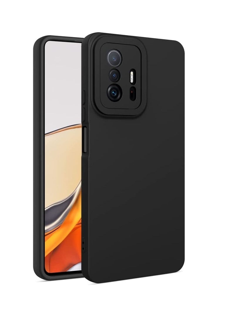 general Rubberised Matte Soft Silicone TPU with Camera Protection Flexible Back Case Cover for Mi 11T Pro (Black) - Image 1