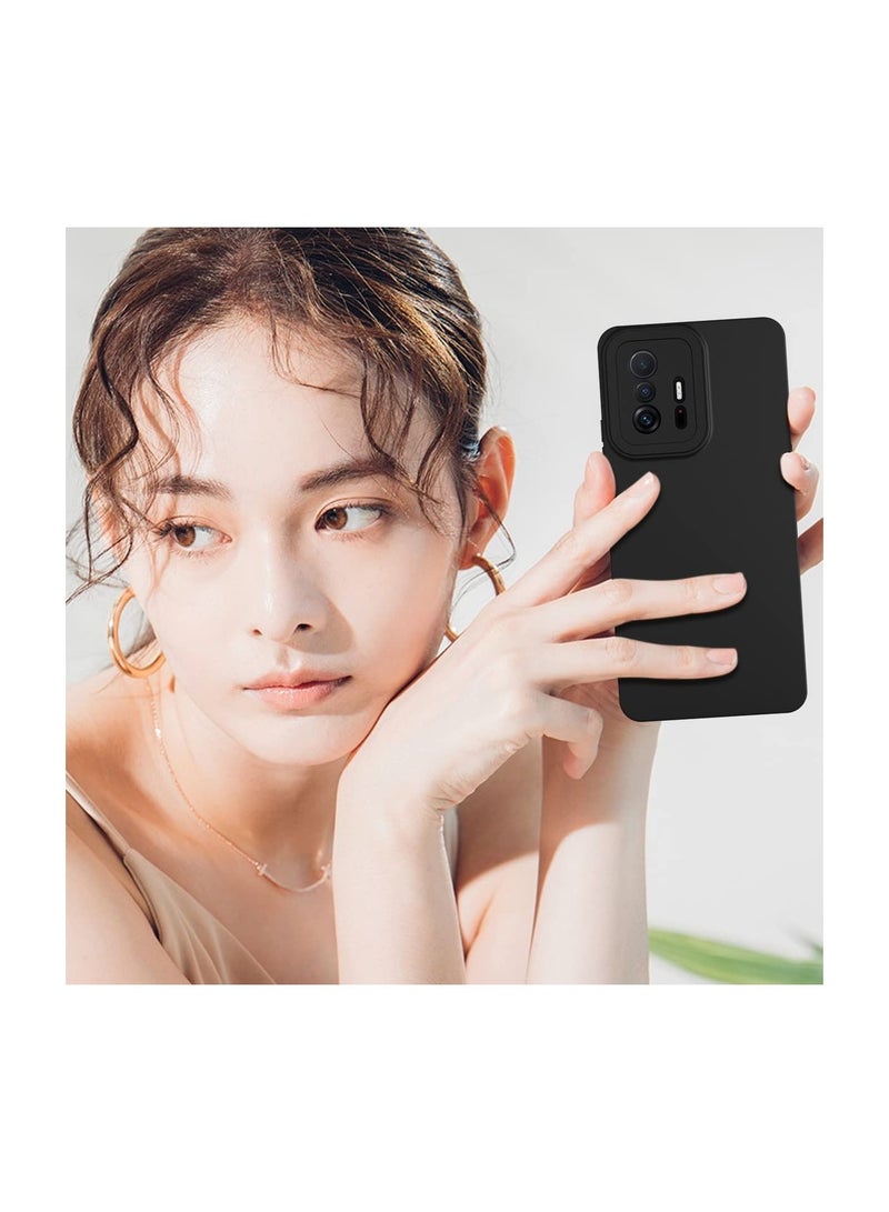general Rubberised Matte Soft Silicone TPU with Camera Protection Flexible Back Case Cover for Mi 11T Pro (Black) - Image 4