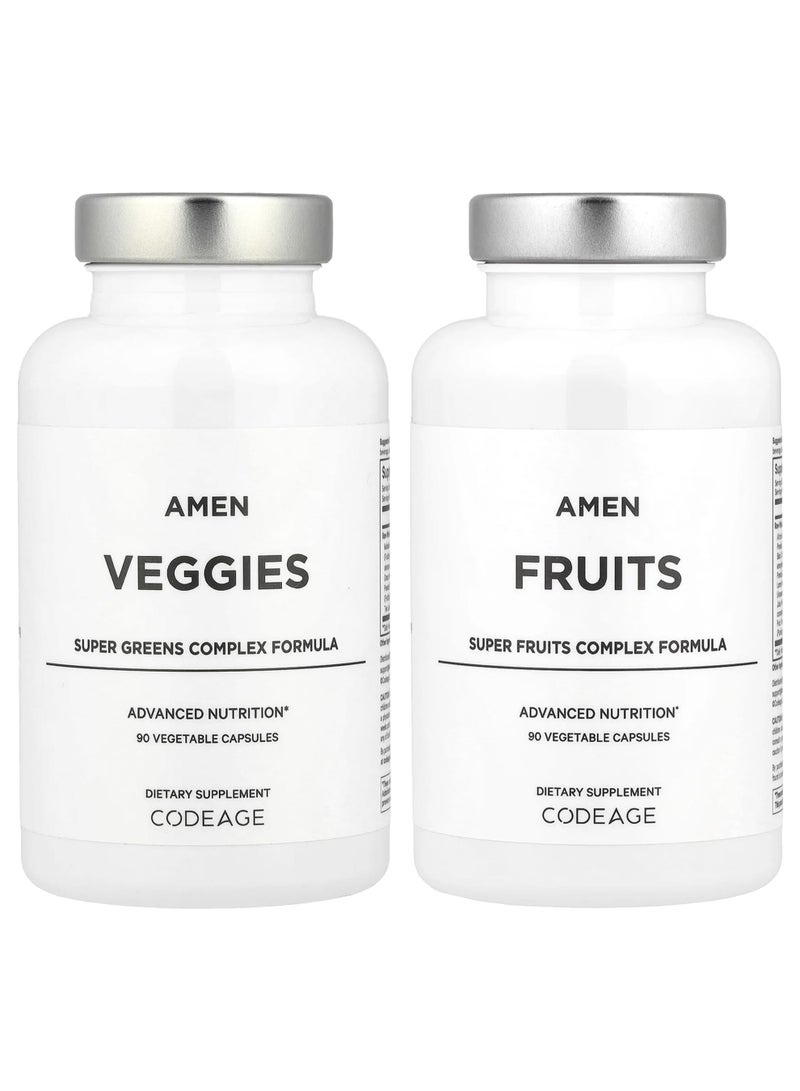 Codeage Amen, Fruits & Veggies, 2 Bottles, 90 Vegetable Capsules Each