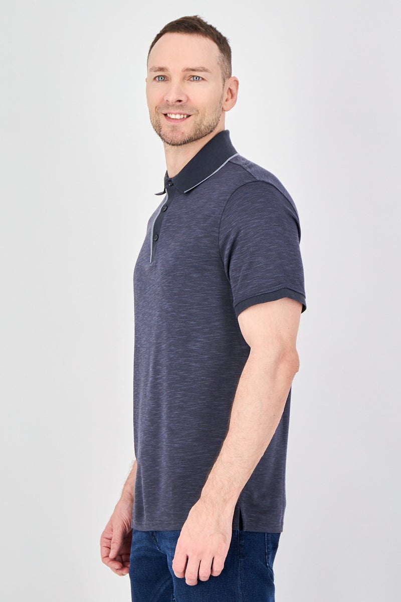 Geoffrey Beene Men Regular Fit Heather Short Sleeve Polo Shirt, Heather Black - Image 2