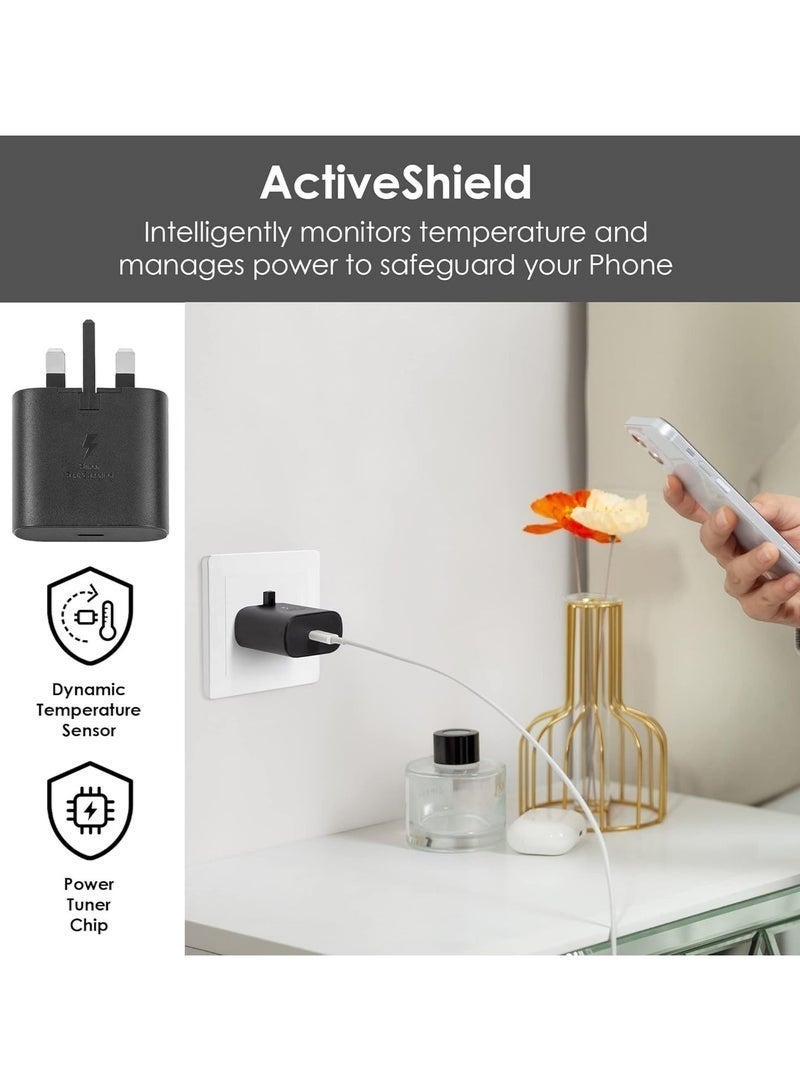 روي بن شاحن فائق السرعة 45 وات لهواتف Samsung Galaxy، يشتمل على كابل بيانات من النوع C بطول 1.5 متر. لهواتف Samsung Galaxy S25 +/Ultra /S24 S23 S22 +/Ultra/ S21 S20/Tab S9 وغيرها. - Image 3