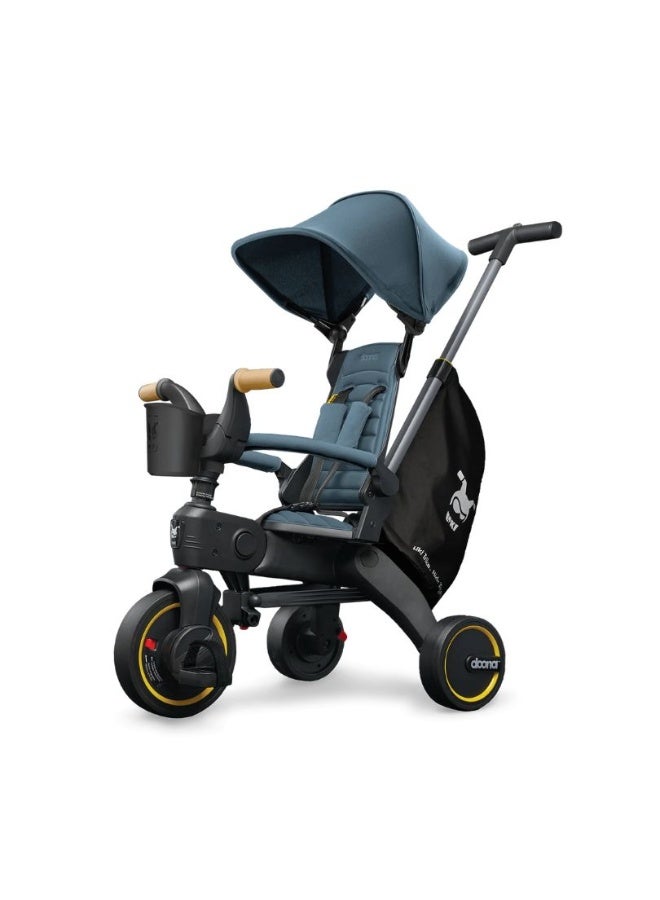 Doona Liki Trike S5, Premium 5-in-1 Ride-On Travel Tricycle and Scooter, Easy Foldable Design with Parent Push Handle, Sun Canopy and Travel Bag, For 10 Months To 3 Years, Ocean Blue - Image 1
