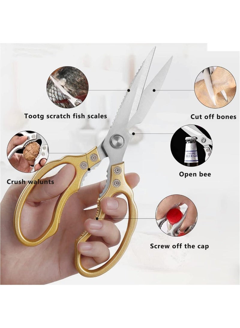 SFENG U/B AWINJOY Kitchen Scissors, Heavy Duty Sharp Kitchen Shears Dishwasher Safe,Gold Kitchen Accessories Cooking Shears for Kitchen Meat Chicken Fish Poultry Herb Bread (Gold) - Image 5