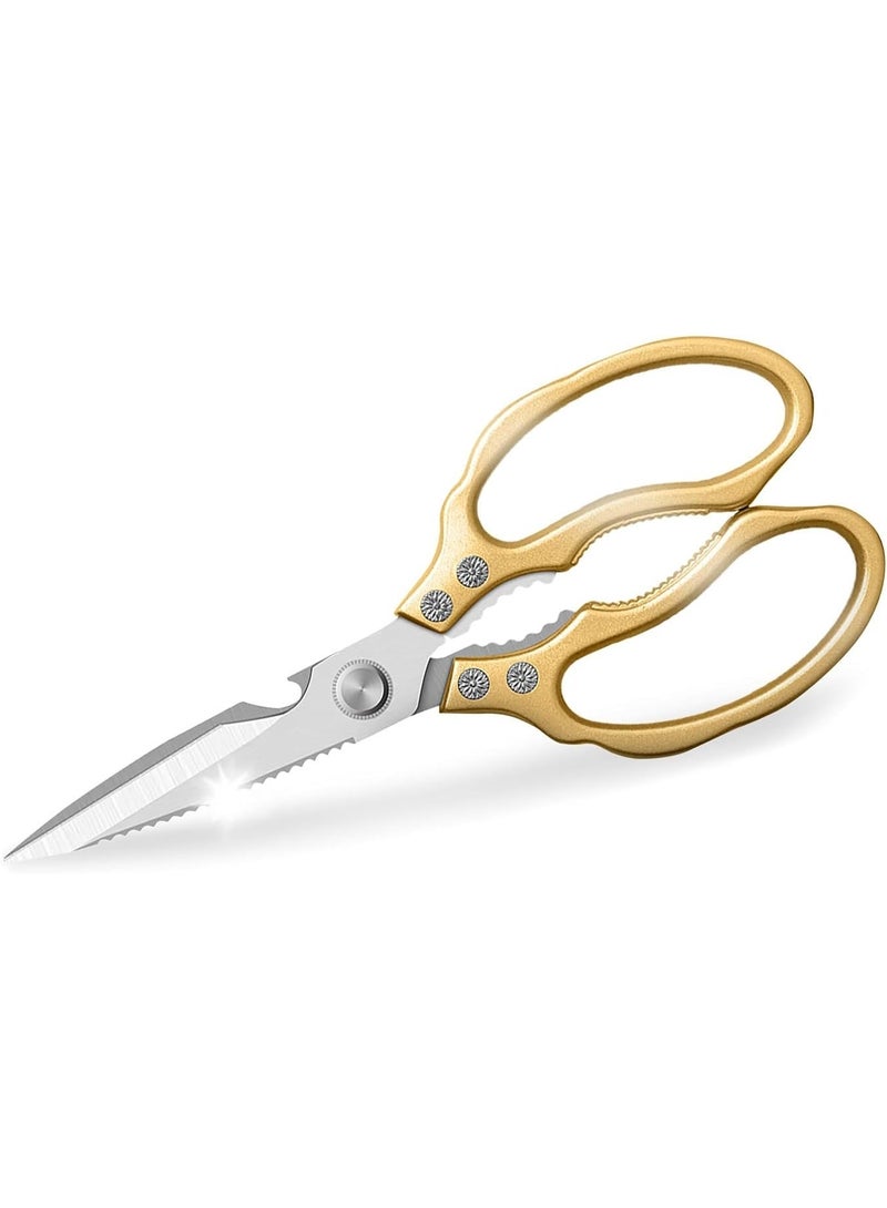 SFENG U/B AWINJOY Kitchen Scissors, Heavy Duty Sharp Kitchen Shears Dishwasher Safe,Gold Kitchen Accessories Cooking Shears for Kitchen Meat Chicken Fish Poultry Herb Bread (Gold) - Image 1