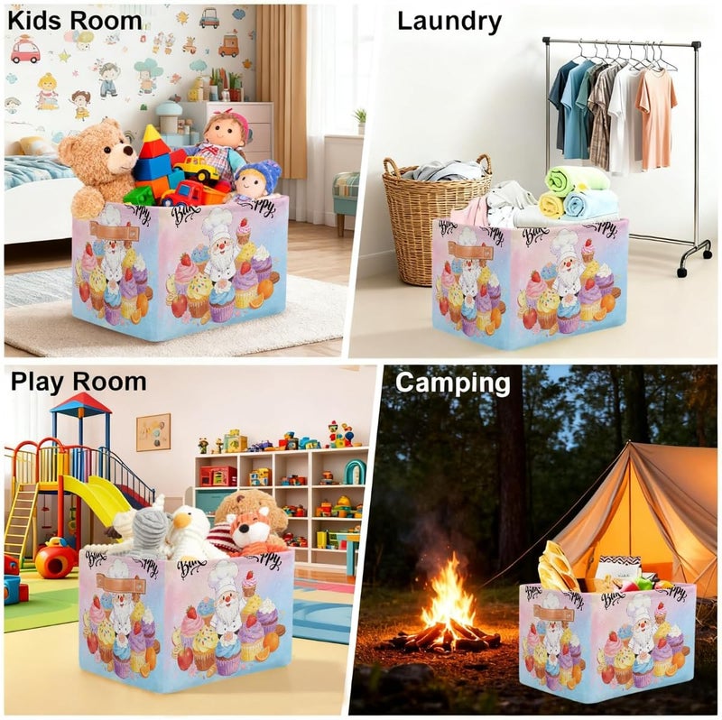 Baked Love Sign Large Foldable Storage Basket 15" x 11" x 9.5", Sturdy Canvas Organizer Storage Bins for Shelves, Closet, Toys, Nursery, Office & Living Room with Reinforced Handles - Image 5