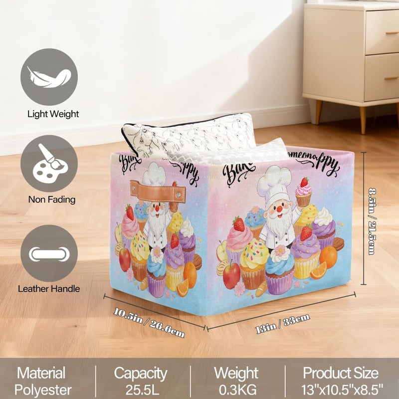Baked Love Sign Large Foldable Storage Basket 15" x 11" x 9.5", Sturdy Canvas Organizer Storage Bins for Shelves, Closet, Toys, Nursery, Office & Living Room with Reinforced Handles - Image 2