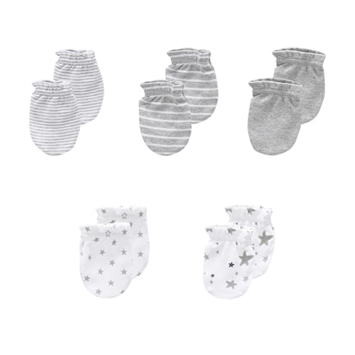 JELYLOVE 5 Pack Unisex New Born Boy Girls No Scratch Mittens Cotton Soft Baby Gloves Accessory 0-3 Months Baby Essentials - Image 1
