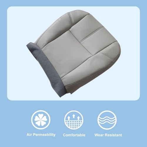 FZJDSD Gray 833 Driver or Passenger Side Bottom Microfiber Leather Seat Cover Compatible with Chevy Tahoe Silverado Suburban Avalanche GMC Sierra Yukon 2007 2008 2009 2010 2011 2012 2013 2014 - Image 5