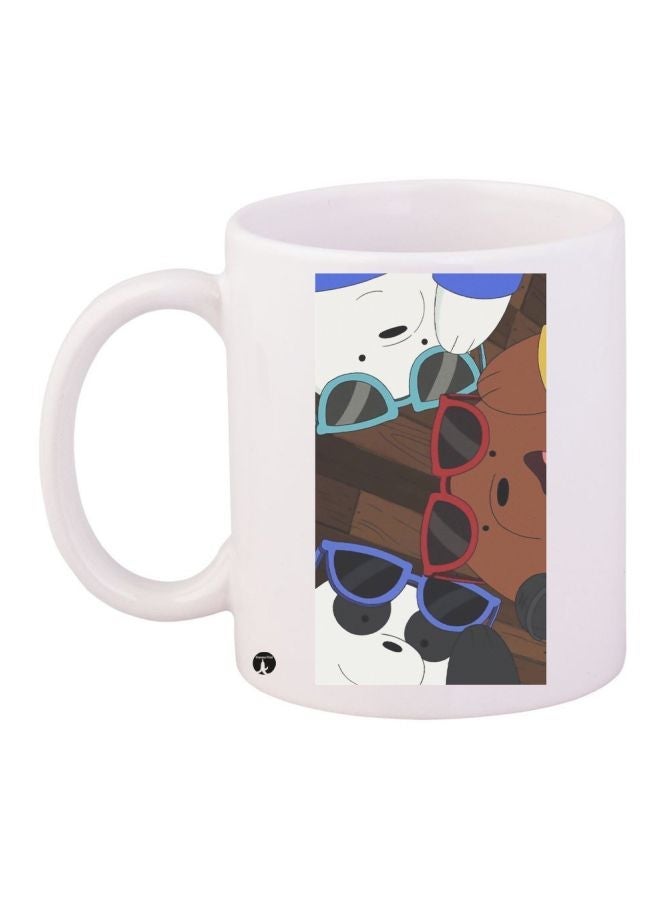 Cartoon Printed Coffee Mug White/Brown/Red 11ounce