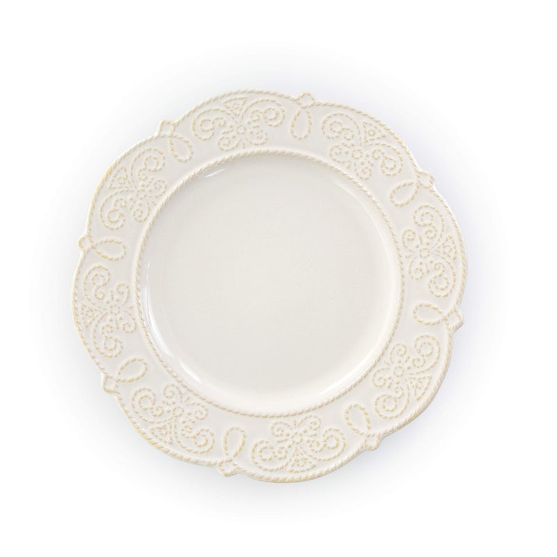 Elama Round Decorated Stoneware Scallop Embossed Dinnerware Dish Set, 16 Piece, Luna - Image 5
