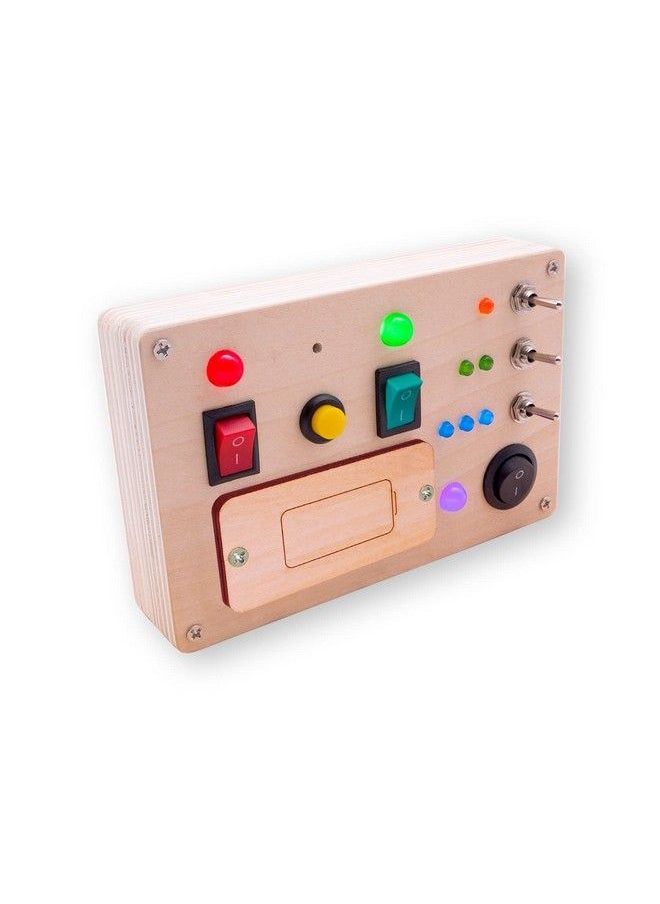 Led Light Switch Busy Board Montessori Toy Button Busy Board Kids Wooden Control Panel Kids Toy Activity Sensory Board Fidget Toy For Toddlers 1 2 3 Year Old  - Image 1
