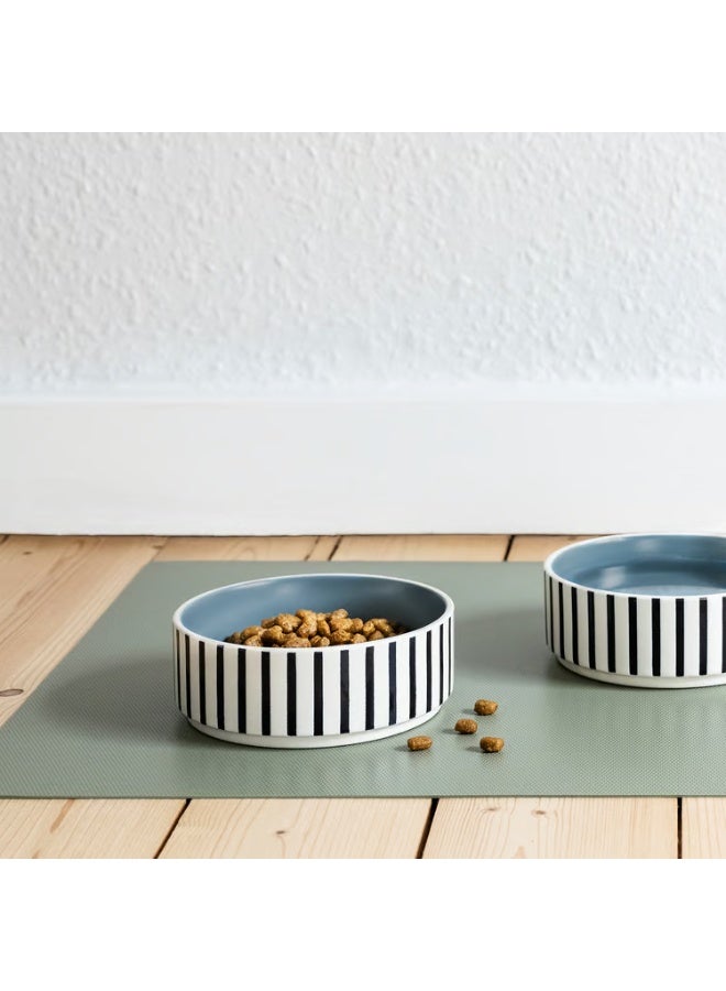 Pet Bowl Stripe Pattern Black-Blue/Grey-Blue 11 cm - Image 2
