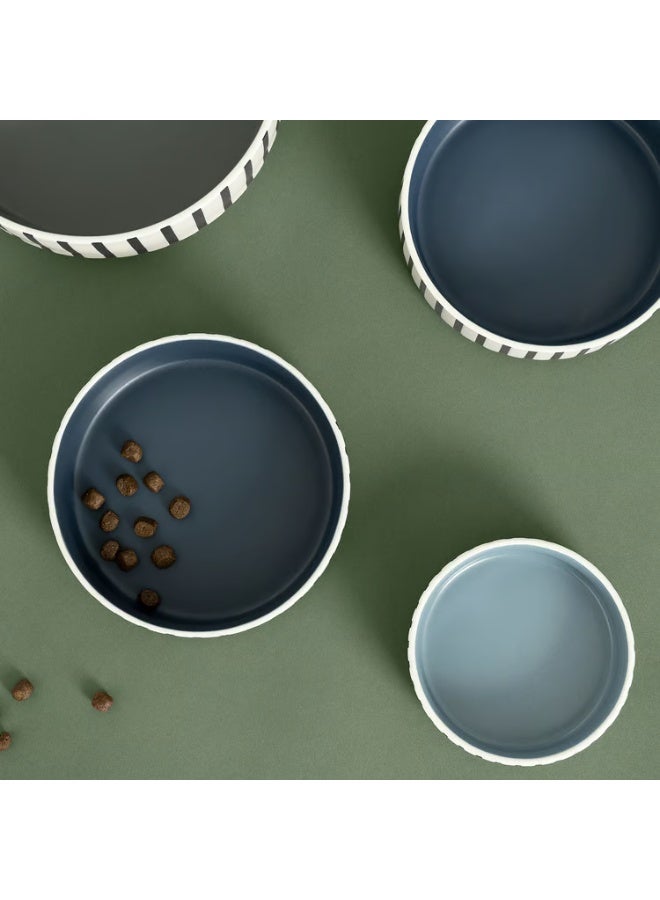 Pet Bowl Stripe Pattern Black-Blue/Grey-Blue 11 cm - Image 4