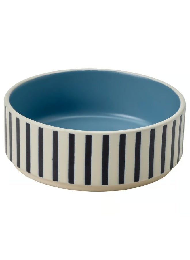 Pet Bowl Stripe Pattern Black-Blue/Grey-Blue 11 cm - Image 1